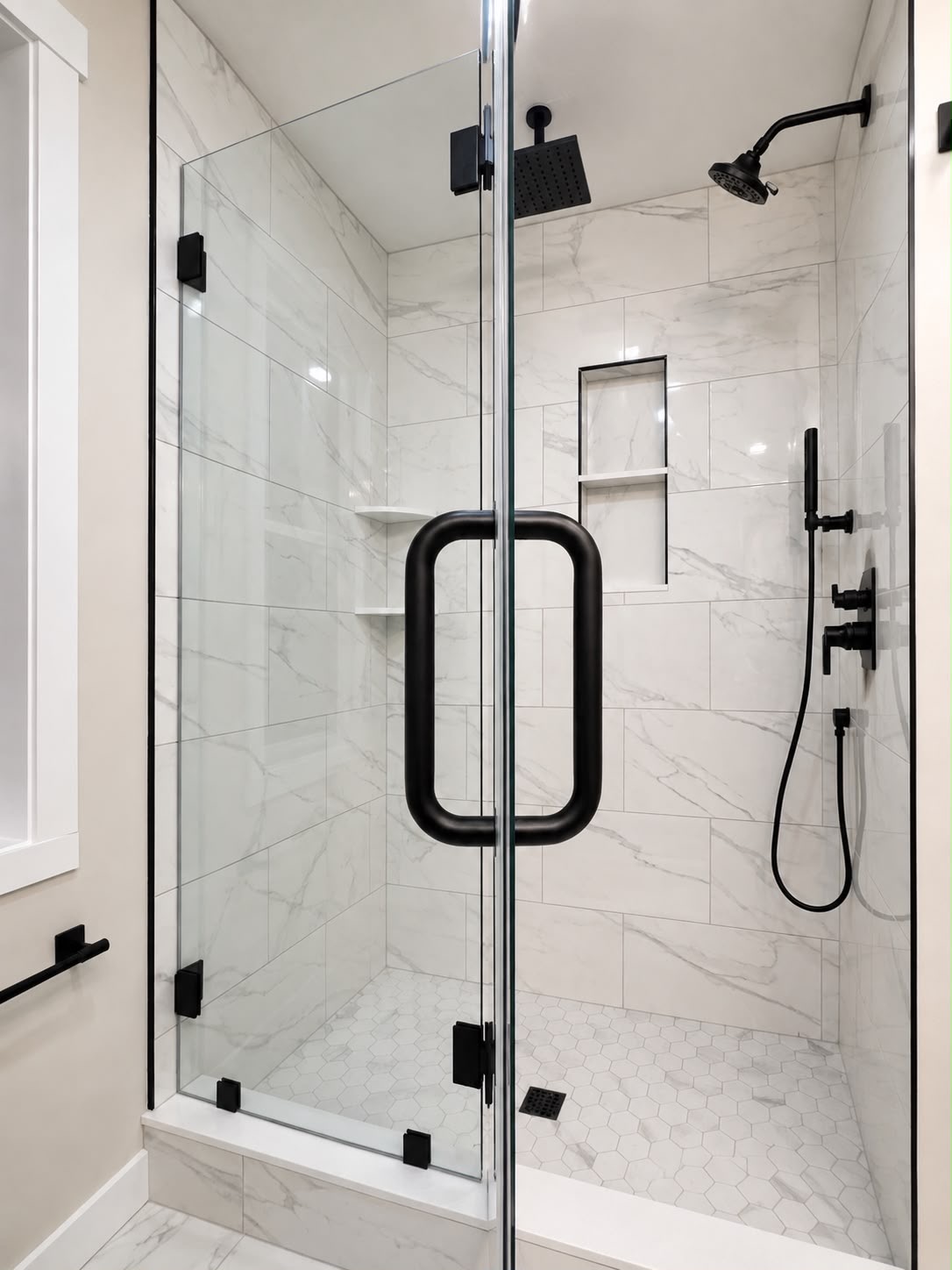 The finishing details by Horus Glassworks — Matte black shower handle