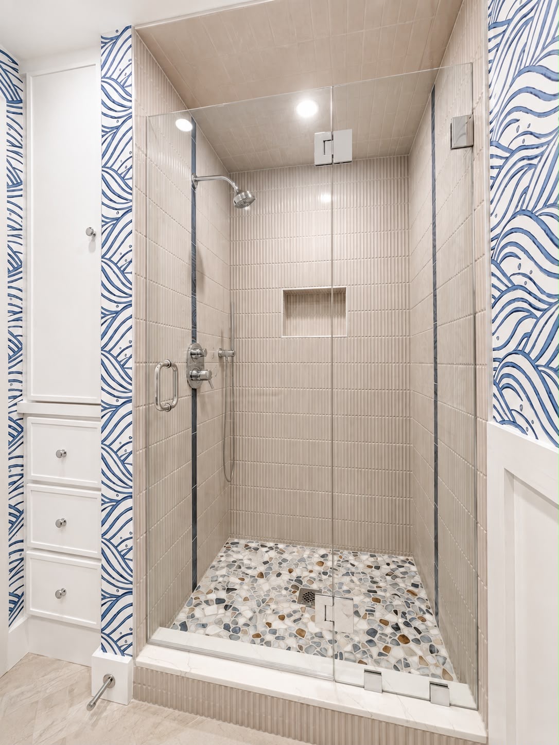 Coastal shower door by Horus Glassworks — Precision fitted glass