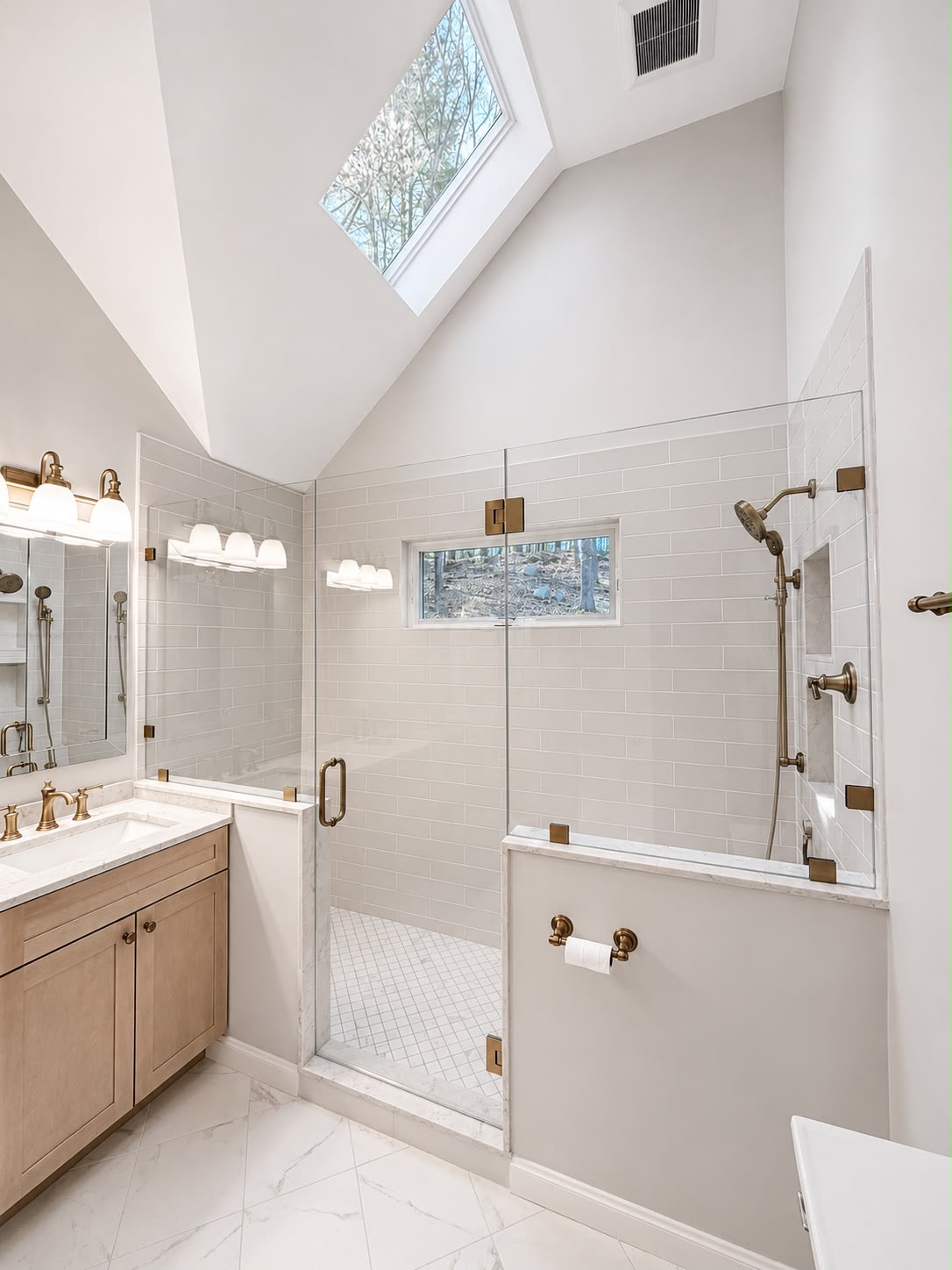 Sunlit custom enclosure by Horus Glassworks — Glass over knee walls