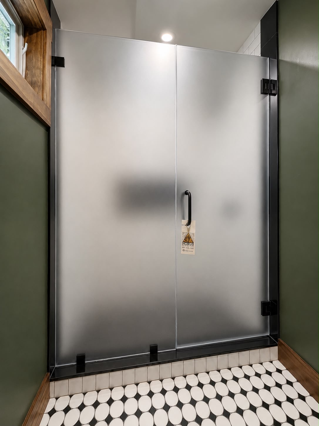 Frosted privacy enclosure by Horus Glassworks — Matte black hardware